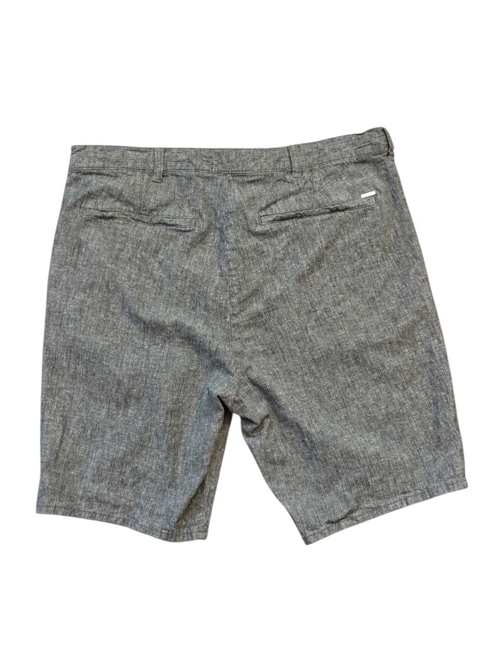 Bullhead Men's Gray Skinny Flat-Front Drawstring Linen-Blend Shorts - Size 34 - Picture 2 of 9